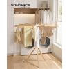 imageSONGMICS Clothes Drying Rack Foldable Rotary Tripod Laundry Drying Rack Rotatable Portable Floor Standing Clothes Airer Laundry Room Balcony 16 PullOut Wood Arms Natural Color ULLR530YW0116 Poles