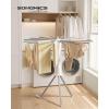 imageSONGMICS Clothes Drying Rack Foldable Rotary Tripod Laundry Drying Rack Rotatable Portable Floor Standing Clothes Airer Laundry Room Balcony 16 PullOut Wood Arms Natural Color ULLR530YW0116 Poles