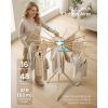 imageSONGMICS Clothes Drying Rack Foldable Rotary Tripod Laundry Drying Rack Rotatable Portable Floor Standing Clothes Airer Laundry Room Balcony 16 PullOut Wood Arms Natural Color ULLR530YW0116 Poles