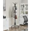 imageSONGMICS Coat Rack Freestanding Metal Coat Rack Stand with 12 Hooks and 4 Legs Holds Clothes Hats and Bags for Entryway Living Room Bedroom Jelly Pink URCR031R01Black