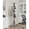 imageSONGMICS Coat Rack Freestanding Metal Coat Rack Stand with 12 Hooks and 4 Legs Holds Clothes Hats and Bags for Entryway Living Room Bedroom Jelly Pink URCR031R01Brown