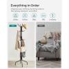 imageSONGMICS Coat Rack Freestanding Metal Coat Rack Stand with 12 Hooks and 4 Legs Holds Clothes Hats and Bags for Entryway Living Room Bedroom Jelly Pink URCR031R01Brown