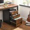 imageSONGMICS File Cabinet PreAssembled Except Wheels and Handles Office Filing Cabinet with Lock for A4 Legal Letter Sized Documents 177 x 144 x 254 Inches Rustic Brown and Black UOFC112B02Rustic Brown  Black