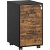imageSONGMICS File Cabinet PreAssembled Except Wheels and Handles Office Filing Cabinet with Lock for A4 Legal Letter Sized Documents 177 x 144 x 254 Inches Rustic Brown and Black UOFC112B02Rustic Brown  Black