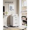 imageSONGMICS File Cabinet PreAssembled Except Wheels and Handles Office Filing Cabinet with Lock for A4 Legal Letter Sized Documents 177 x 144 x 254 Inches Rustic Brown and Black UOFC112B02Matte White  Black