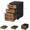 imageSONGMICS File Cabinet PreAssembled Except Wheels and Handles Office Filing Cabinet with Lock for A4 Legal Letter Sized Documents 177 x 144 x 254 Inches Rustic Brown and Black UOFC112B02Rustic Brown  Black