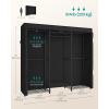 imageSONGMICS HeavyDuty Clothes Rack Garment Rack Portable Closet 687Inch Wide Clothing Rack with Adjustable Mesh Shelves and Hanging Rails Ink Black ULGR435B01Ink Black