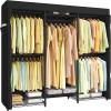 imageSONGMICS HeavyDuty Clothes Rack Garment Rack Portable Closet 687Inch Wide Clothing Rack with Adjustable Mesh Shelves and Hanging Rails Ink Black ULGR435B01Ink Black