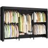 imageSONGMICS HeavyDuty Clothes Rack Garment Rack Portable Closet 687Inch Wide Clothing Rack with Adjustable Mesh Shelves and Hanging Rails Ink Black ULGR435B01Ink Black