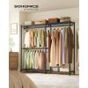 imageSONGMICS HeavyDuty Clothes Rack Garment Rack Portable Closet 687Inch Wide Clothing Rack with Adjustable Mesh Shelves and Hanging Rails Ink Black ULGR435B01Ink Black