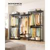 imageSONGMICS HeavyDuty Clothes Rack Garment Rack Portable Closet 687Inch Wide Clothing Rack with Adjustable Mesh Shelves and Hanging Rails Ink Black ULGR435B01Ink Black