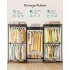 imageSONGMICS HeavyDuty Clothes Rack Garment Rack Portable Closet 687Inch Wide Clothing Rack with Adjustable Mesh Shelves and Hanging Rails Ink Black ULGR435B01Ink Black