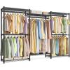 imageSONGMICS HeavyDuty Clothes Rack Garment Rack Portable Closet 687Inch Wide Clothing Rack with Adjustable Mesh Shelves and Hanging Rails Ink Black ULGR435B01Ink Black