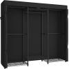 imageSONGMICS HeavyDuty Clothes Rack Garment Rack Portable Closet 687Inch Wide Clothing Rack with Adjustable Mesh Shelves and Hanging Rails Ink Black ULGR435B01Ink Black