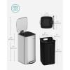 imageSONGMICS Kitchen Trash Can 52Gallon 20 L Trash Bin Stainless Steel Garbage Can with Inner Bucket Soft Close and Stays Open Cloud White ULTB592W01Metallic Silver