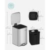 imageSONGMICS Kitchen Trash Can 52Gallon 20 L Trash Bin Stainless Steel Garbage Can with Inner Bucket Soft Close and Stays Open Cloud White ULTB592W01Metallic Silver