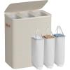 imageSONGMICS Laundry Basket 172 Gal Laundry Hamper Easy Assembly with Lid and Handles Removable Liner 154 x 87 x 295 Inches Cappuccino Beige ULCB810LH01Cappuccino Beige