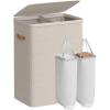 imageSONGMICS Laundry Basket 172 Gal Laundry Hamper Easy Assembly with Lid and Handles Removable Liner 154 x 87 x 295 Inches Cappuccino Beige ULCB810LH01Cappuccino Beige