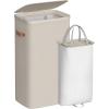 imageSONGMICS Laundry Basket 172 Gal Laundry Hamper Easy Assembly with Lid and Handles Removable Liner 154 x 87 x 295 Inches Cappuccino Beige ULCB810LH01Cappuccino Beige