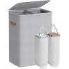 imageSONGMICS Laundry Basket 172 Gal Laundry Hamper Easy Assembly with Lid and Handles Removable Liner 154 x 87 x 295 Inches Cappuccino Beige ULCB810LH01Dove Gray