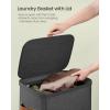 imageSONGMICS Laundry Basket 172 Gal Laundry Hamper Easy Assembly with Lid and Handles Removable Liner 154 x 87 x 295 Inches Cappuccino Beige ULCB810LH01Ink Black