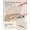 imageSONGMICS Laundry Hamper Laundry Basket with Lid Foldable Storage Basket Bamboo Frame for Bedroom Living Room Oxford Fabric 264 Gal 100 L Ink Black ULCB518BH01Cream White