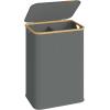 imageSONGMICS Laundry Hamper Laundry Basket with Lid Foldable Storage Basket Bamboo Frame for Bedroom Living Room Oxford Fabric 264 Gal 100 L Ink Black ULCB518BH01Slate Gray