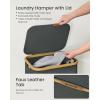 imageSONGMICS Laundry Hamper Laundry Basket with Lid Foldable Storage Basket Bamboo Frame for Bedroom Living Room Oxford Fabric 264 Gal 100 L Ink Black ULCB518BH01Slate Gray