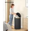 imageSONGMICS Laundry Hamper Laundry Sorter with Lid Storage Basket Bin Removable Liners Bamboo Frame for Bedroom 4 Sections 594 Gallon 225 L Ink Black ULCB534BH01Ink Black