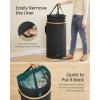 imageSONGMICS Laundry Hamper Laundry Sorter with Lid Storage Basket Bin Removable Liners Bamboo Frame for Bedroom 4 Sections 594 Gallon 225 L Ink Black ULCB534BH01Ink Black