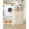 imageSONGMICS Laundry Hamper Laundry Sorter with Lid Storage Basket Bin Removable Liners Bamboo Frame for Bedroom 4 Sections 594 Gallon 225 L Ink Black ULCB534BH01Cream White