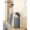 imageSONGMICS Laundry Hamper Laundry Sorter with Lid Storage Basket Bin Removable Liners Bamboo Frame for Bedroom 4 Sections 594 Gallon 225 L Ink Black ULCB534BH01Slate Gray