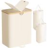 imageSONGMICS Laundry Hamper Laundry Sorter with Lid Storage Basket Bin Removable Liners Bamboo Frame for Bedroom 4 Sections 594 Gallon 225 L Ink Black ULCB534BH01Cream White