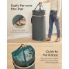 imageSONGMICS Laundry Hamper Laundry Sorter with Lid Storage Basket Bin Removable Liners Bamboo Frame for Bedroom 4 Sections 594 Gallon 225 L Ink Black ULCB534BH01Slate Gray