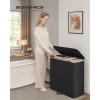 imageSONGMICS Laundry Hamper Laundry Sorter with Lid Storage Basket Bin Removable Liners Bamboo Frame for Bedroom 4 Sections 594 Gallon 225 L Ink Black ULCB534BH01Ink Black
