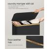 imageSONGMICS Laundry Hamper Laundry Sorter with Lid Storage Basket Bin Removable Liners Bamboo Frame for Bedroom 4 Sections 594 Gallon 225 L Ink Black ULCB534BH01Ink Black