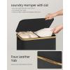 imageSONGMICS Laundry Hamper Laundry Sorter with Lid Storage Basket Bin Removable Liners Bamboo Frame for Bedroom 4 Sections 594 Gallon 225 L Ink Black ULCB534BH01Ink Black