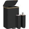 imageSONGMICS Laundry Hamper Laundry Sorter with Lid Storage Basket Bin Removable Liners Bamboo Frame for Bedroom 4 Sections 594 Gallon 225 L Ink Black ULCB534BH01Ink Black