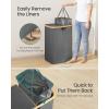 imageSONGMICS Laundry Hamper Laundry Sorter with Lid Storage Basket Bin Removable Liners Bamboo Frame for Bedroom 4 Sections 594 Gallon 225 L Ink Black ULCB534BH01Slate Gray