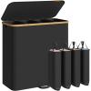 imageSONGMICS Laundry Hamper Laundry Sorter with Lid Storage Basket Bin Removable Liners Bamboo Frame for Bedroom 4 Sections 594 Gallon 225 L Ink Black ULCB534BH01Ink Black