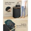 imageSONGMICS Laundry Hamper Laundry Sorter with Lid Storage Basket Bin Removable Liners Bamboo Frame for Bedroom 4 Sections 594 Gallon 225 L Ink Black ULCB534BH01Ink Black