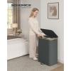 imageSONGMICS Laundry Hamper Laundry Sorter with Lid Storage Basket Bin Removable Liners Bamboo Frame for Bedroom 4 Sections 594 Gallon 225 L Ink Black ULCB534BH01Slate Gray