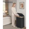 imageSONGMICS Laundry Hamper Laundry Sorter with Lid Storage Basket Bin Removable Liners Bamboo Frame for Bedroom 4 Sections 594 Gallon 225 L Ink Black ULCB534BH01Ink Black