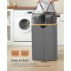 imageSONGMICS Laundry Hamper Laundry Sorter with Lid Storage Basket Bin Removable Liners Bamboo Frame for Bedroom 4 Sections 594 Gallon 225 L Ink Black ULCB534BH01Slate Gray