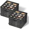 imageSONGMICS Shoe Organizer for Closet Set of 2 Shoe Storage Box with Clear Lid Foldable Fabric Bins Holds 32 Pairs Total Reinforced Handles 165 x 165 x 125 Inches Ink Black ULSP602B01Ink Black