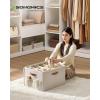 imageSONGMICS Shoe Organizer for Closet Shoe Storage Bin Fits 16 Pairs Fabric Container with Handles and Clear Cover Adjustable Dividers Customizable Cappuccino Beige ULSP555K01Cappuccino Beige