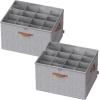 imageSONGMICS Shoe Organizer for Closet Shoe Storage Bin Fits 16 Pairs Fabric Container with Handles and Clear Cover Adjustable Dividers Customizable Cappuccino Beige ULSP555K01Dove Gray