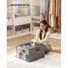 imageSONGMICS Shoe Organizer for Closet Shoe Storage Bin Fits 16 Pairs Fabric Container with Handles and Clear Cover Adjustable Dividers Customizable Cappuccino Beige ULSP555K01Dove Gray