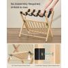 imageSONGMICS Solid Wood Luggage Racks Set of 2 No Assembly Required Foldable Suitcase Stand Luggage Holder with Storage Shelf for Guest Room Hotel Bedroom Coffee Brown URLR021K01Nature Beige