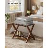 imageSONGMICS Solid Wood Luggage Racks Set of 2 No Assembly Required Foldable Suitcase Stand Luggage Holder with Storage Shelf for Guest Room Hotel Bedroom Coffee Brown URLR021K01Coffee Brown
